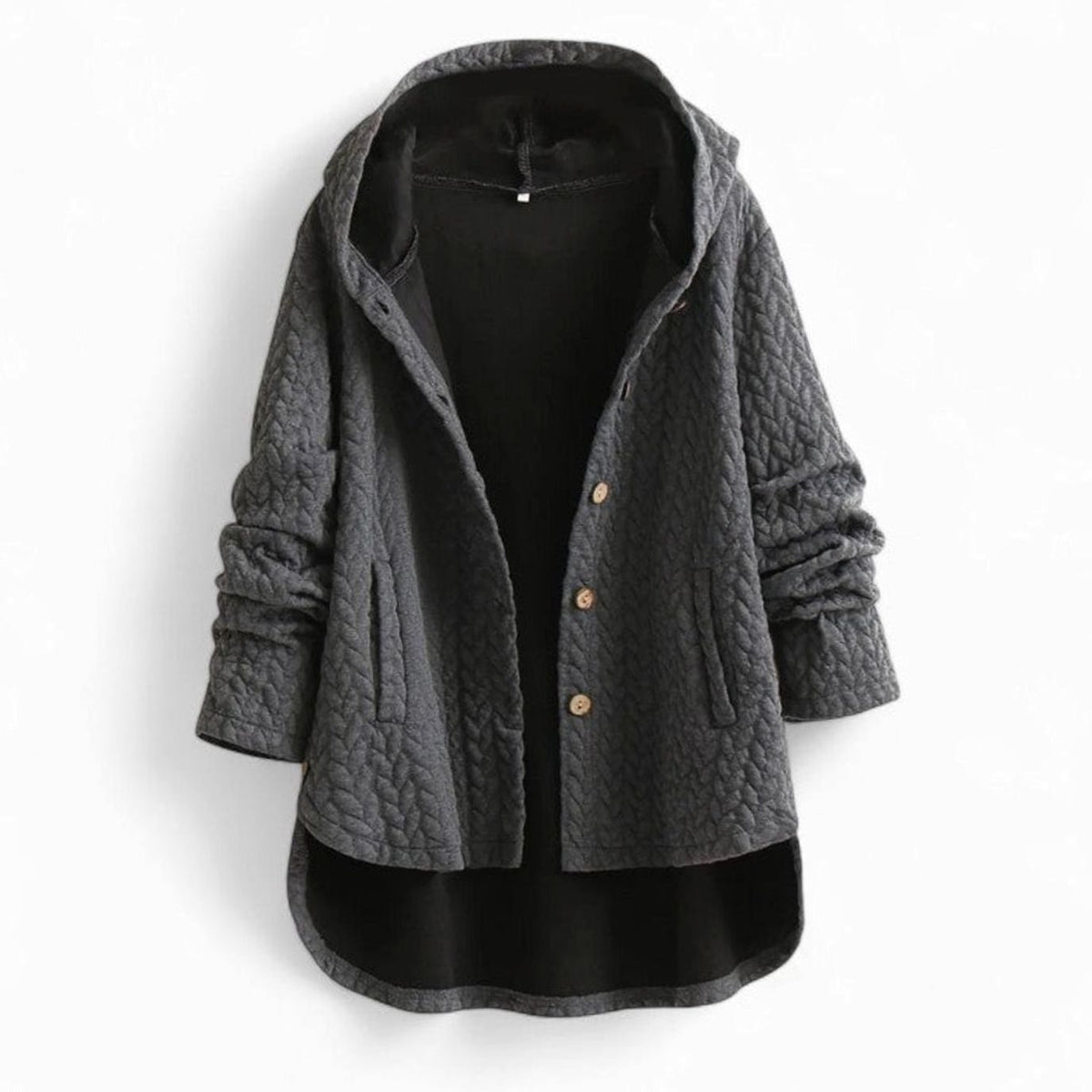 Harper | Women's Quilted Hooded Button-Front Asymmetric Coat