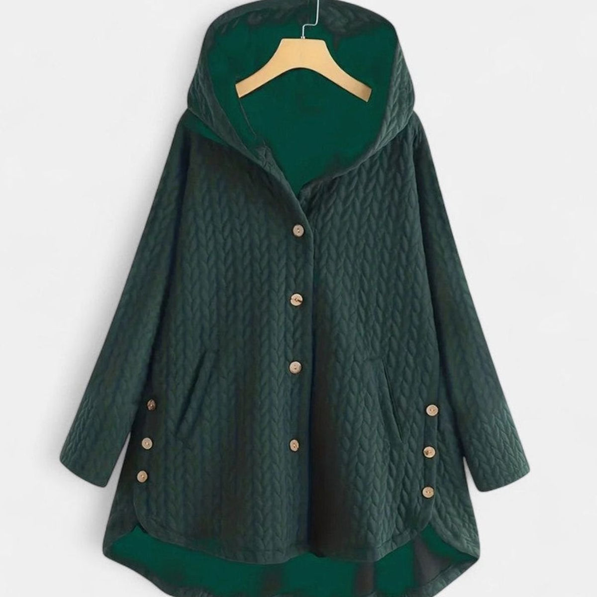 Harper | Women's Quilted Hooded Button-Front Asymmetric Coat