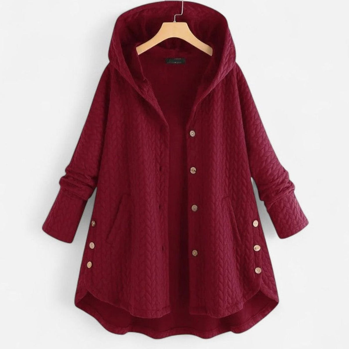 Harper | Women's Quilted Hooded Button-Front Asymmetric Coat