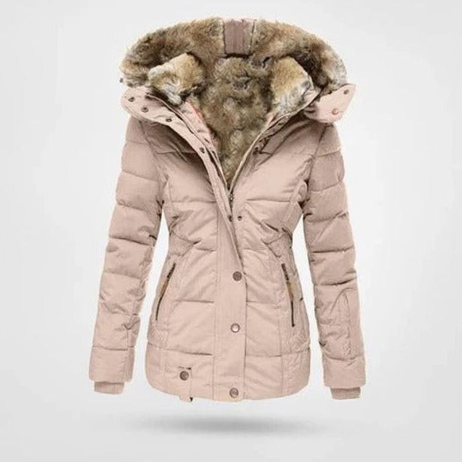 Amelia | Women's Quilted Hooded Puffer Coat Faux Fur Longline Jacket