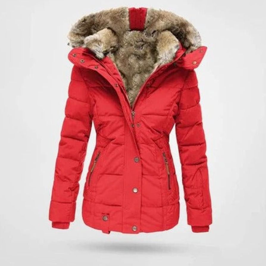Amelia | Women's Quilted Hooded Puffer Coat Faux Fur Longline Jacket