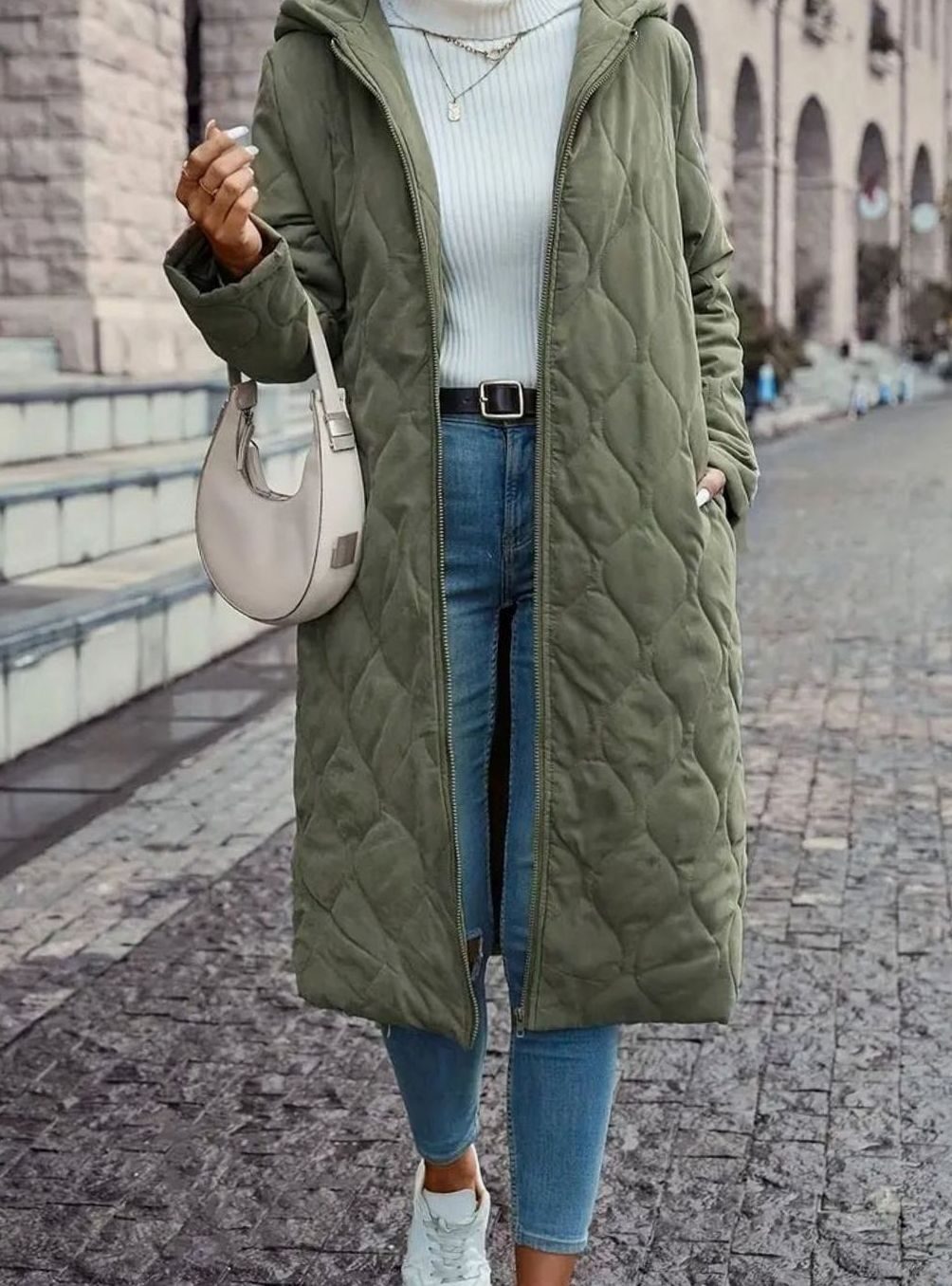 Isabella | Women's Quilted Hooded Puffer Jacket Long Zip-Up Coat