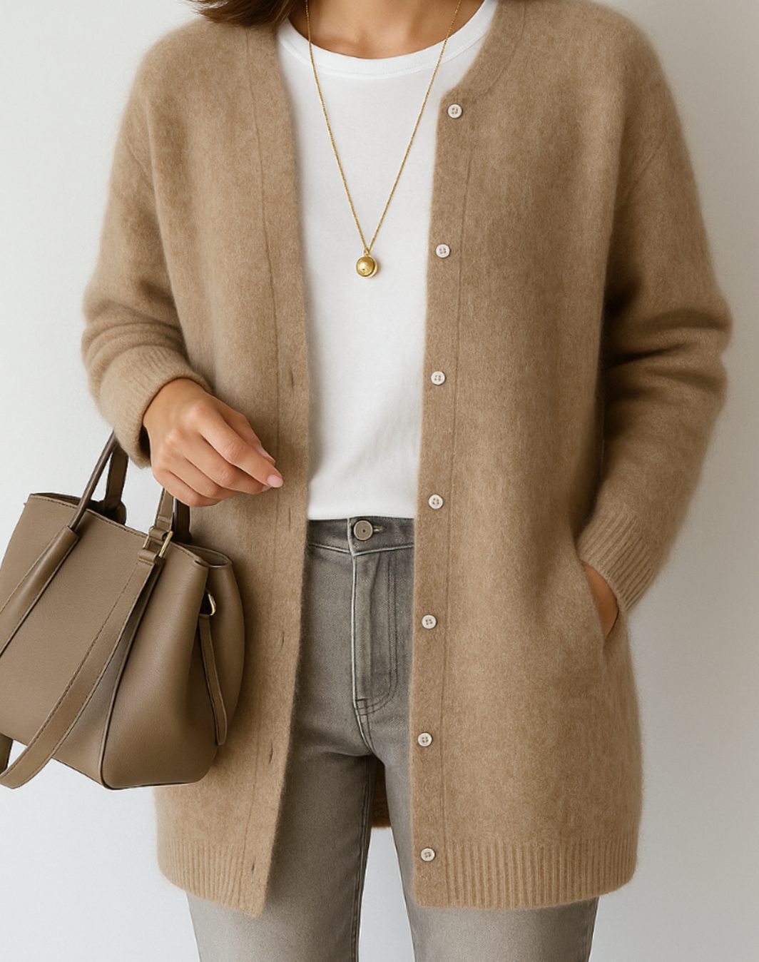 Layla | Women's Relaxed-Fit Button-Front Crew Neck Cardigan Sweater