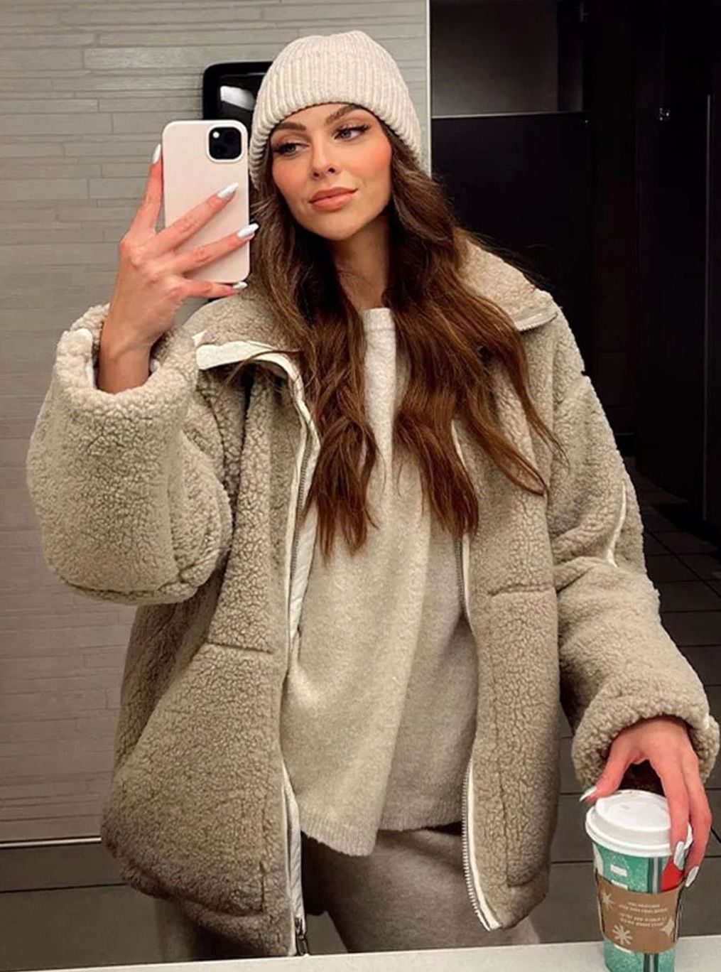 Penelope | Women's Relaxed-Fit High-Neck Sherpa Zip-Up Jacket