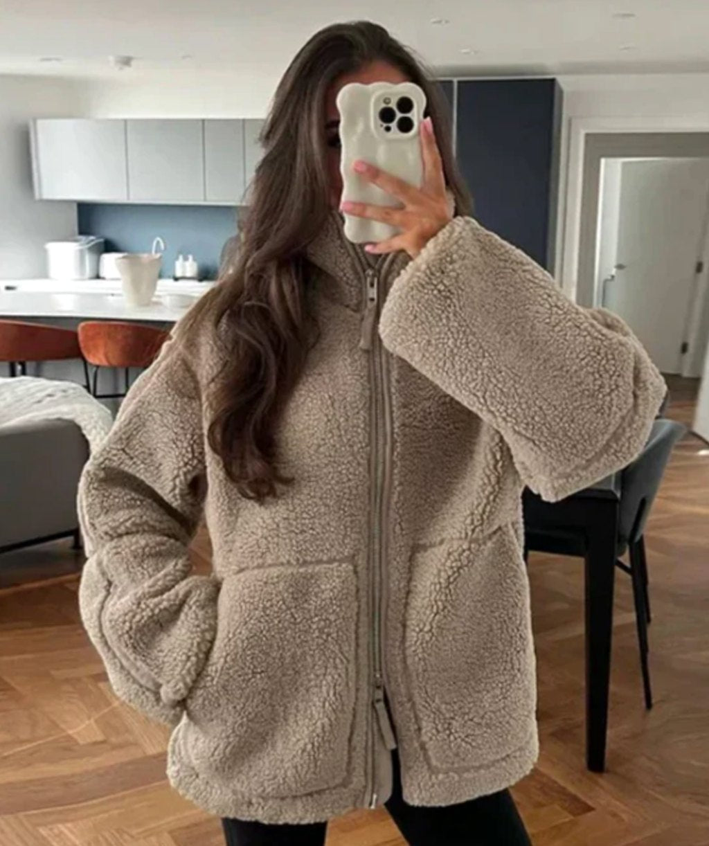 Penelope | Women's Relaxed-Fit High-Neck Sherpa Zip-Up Jacket
