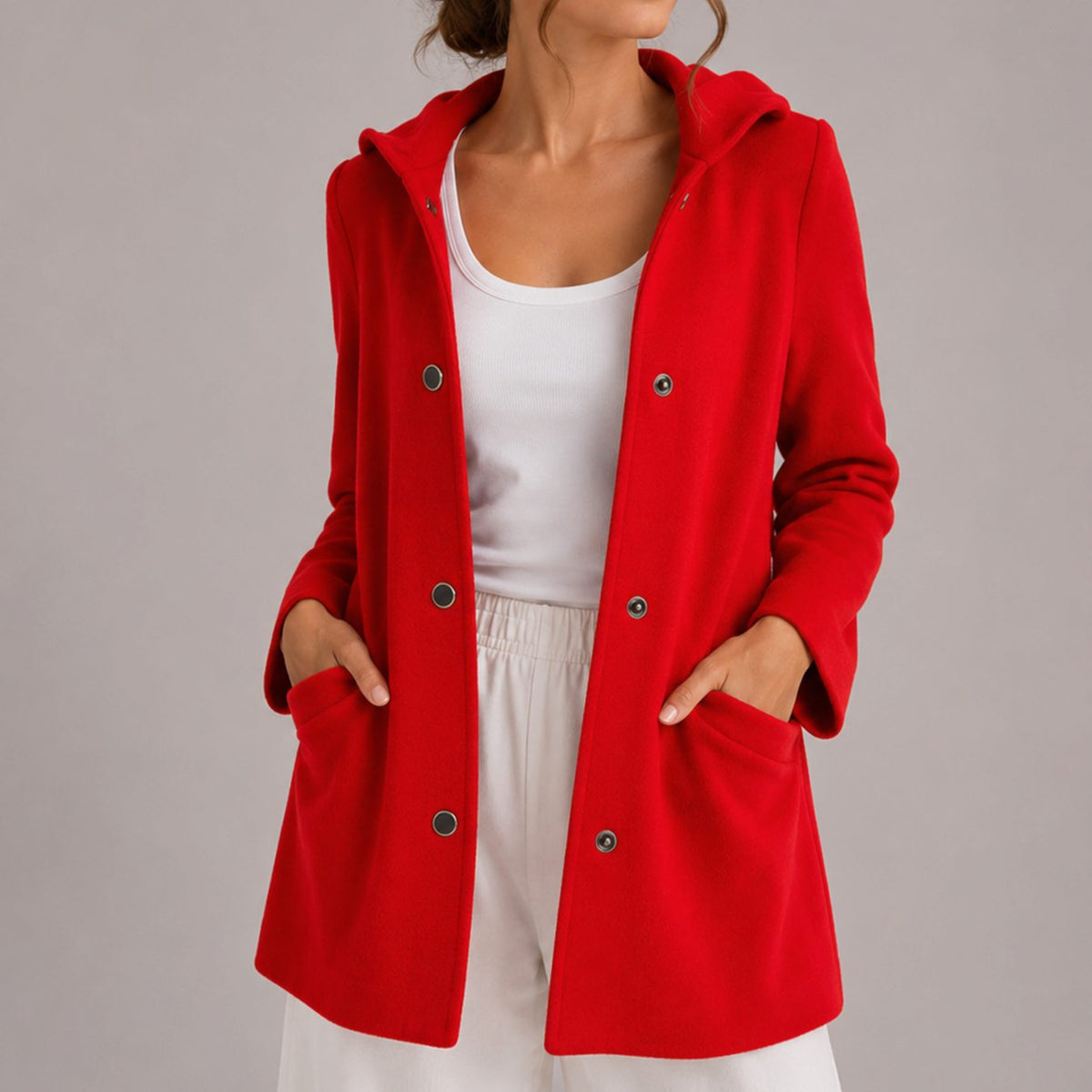 Penelope | Women's Relaxed-Fit Hooded Button-Up Cardigan with Pockets