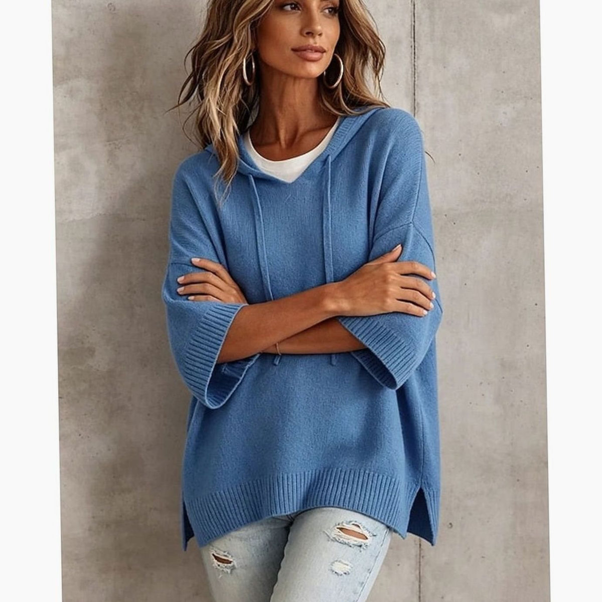 Camila | Women's Relaxed-Fit Hooded Knit Drawstring Sweater