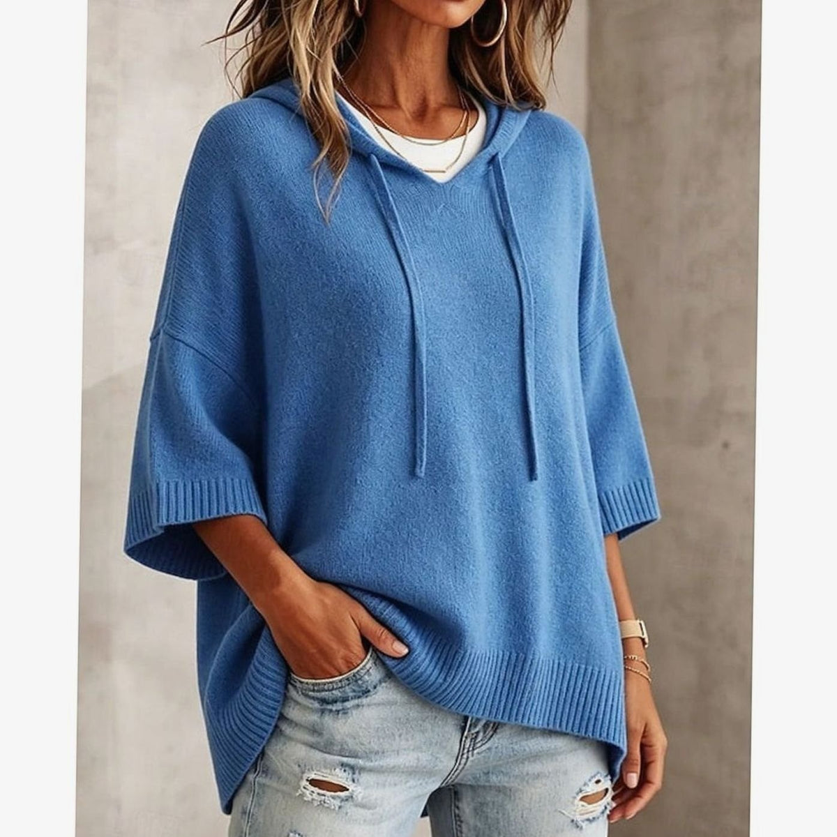Camila | Women's Relaxed-Fit Hooded Knit Drawstring Sweater