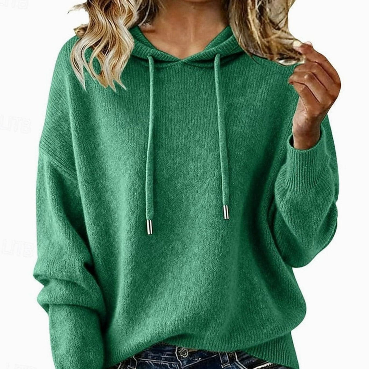 Luna | Women's Relaxed-Fit Hooded Knit Sweater Drawstring Pullover