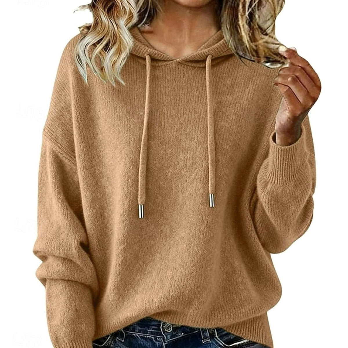 Luna | Women's Relaxed-Fit Hooded Knit Sweater Drawstring Pullover