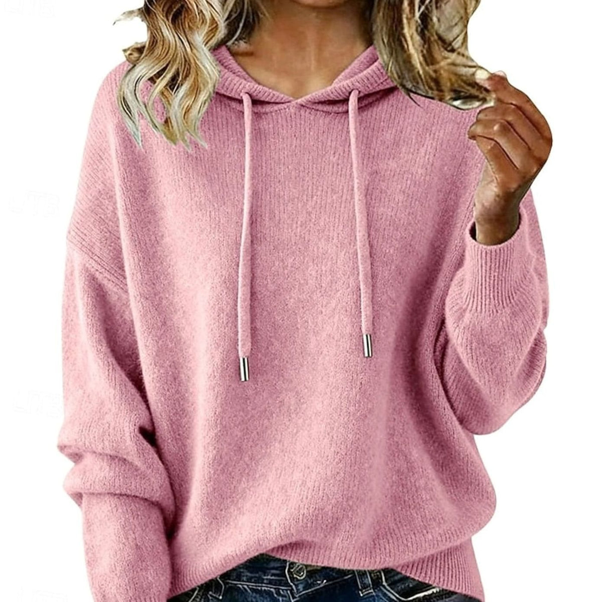 Luna | Women's Relaxed-Fit Hooded Knit Sweater Drawstring Pullover