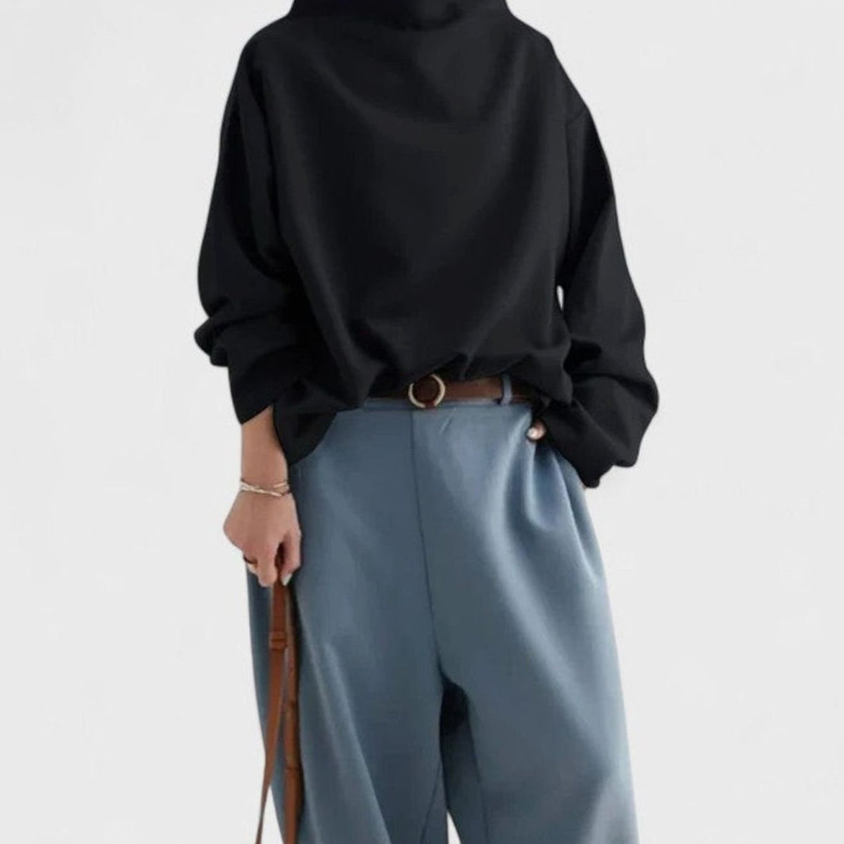 Isabella | Women's Relaxed-Fit Mock-Neck Long-Sleeve Elegant Top