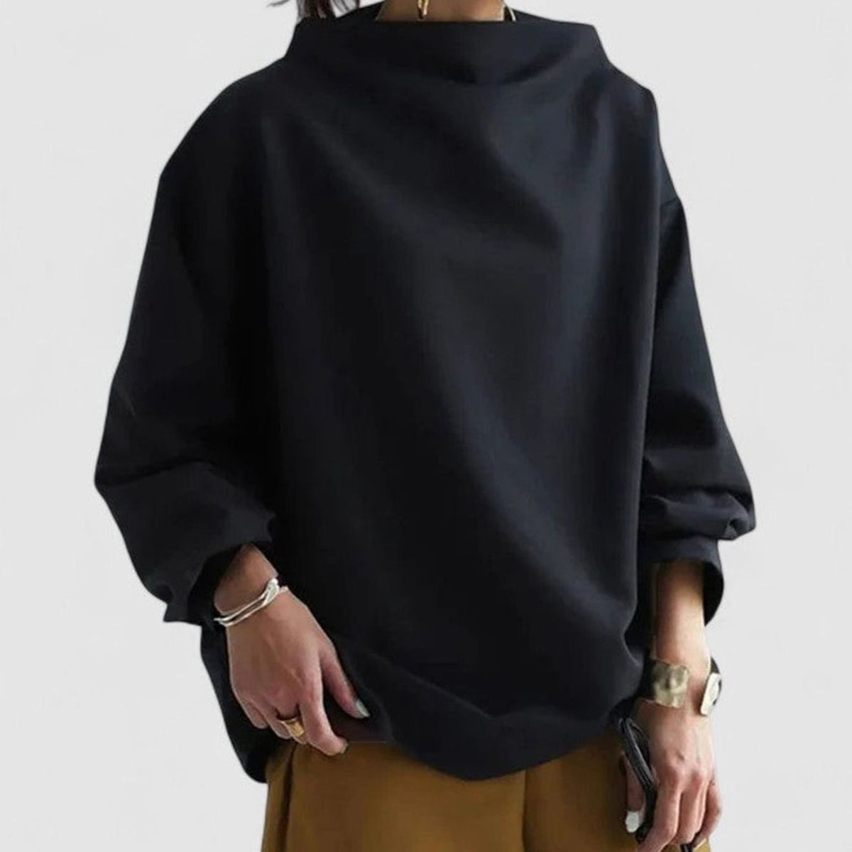 Isabella | Women's Relaxed-Fit Mock-Neck Long-Sleeve Elegant Top