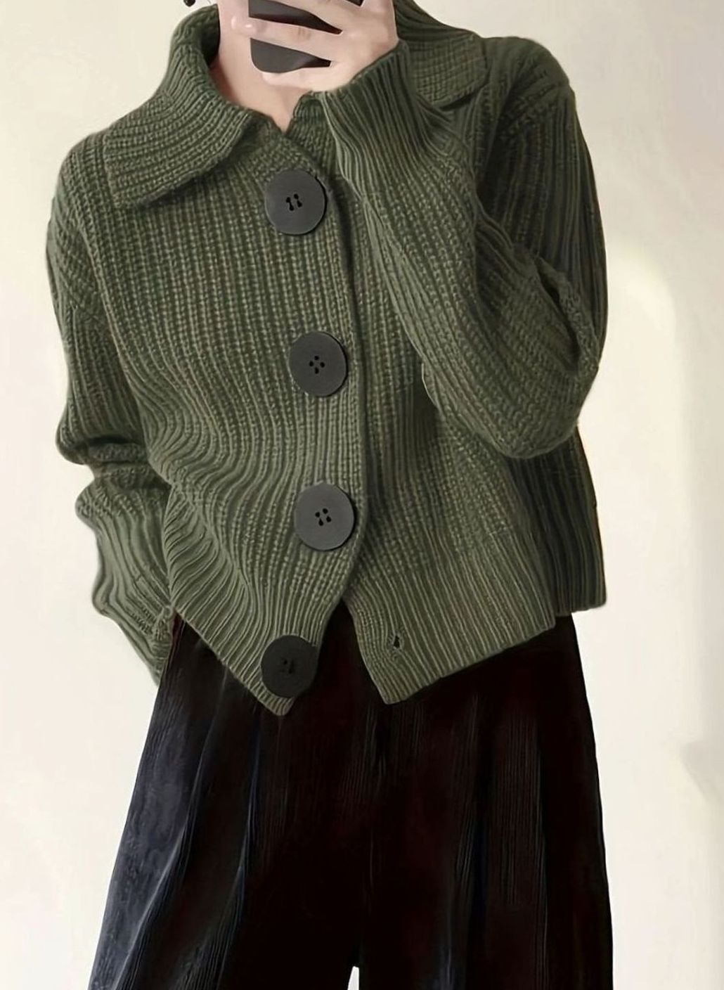Eleanor | Women's Relaxed-Fit Ribbed Knit Folded Collar Pullover Sweater
