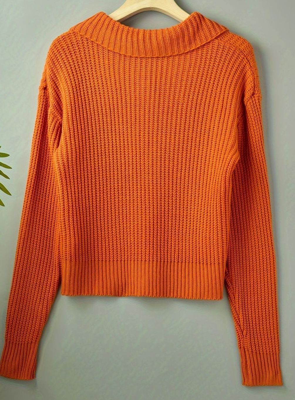 Aria | Women's Relaxed-Fit Ribbed Knit Sweater Folded Collar