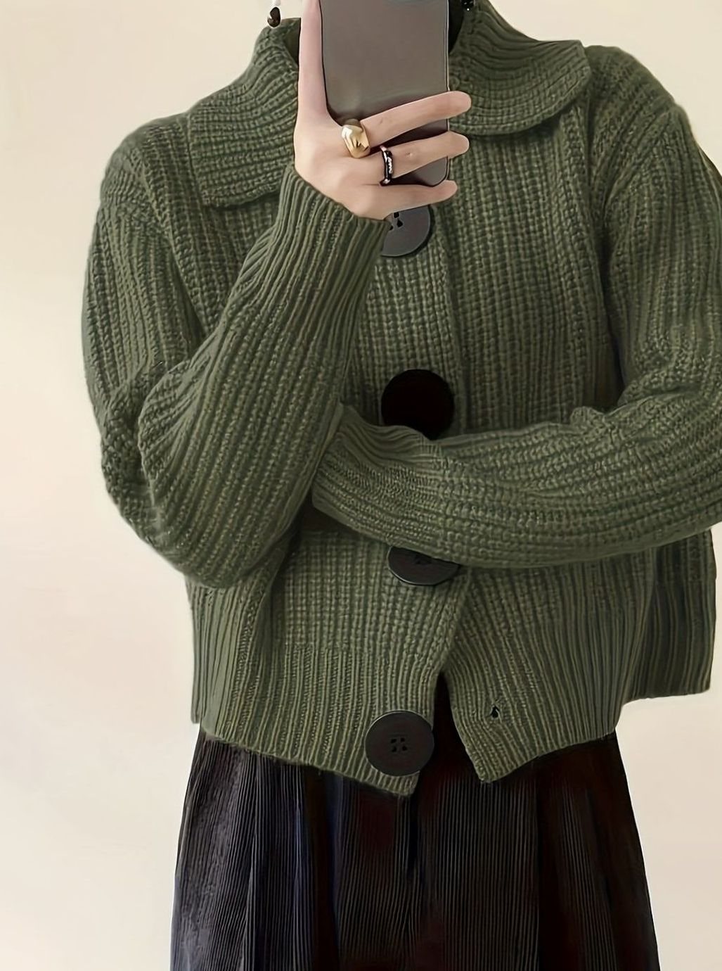 Aria | Women's Relaxed-Fit Ribbed Knit Sweater Folded Collar