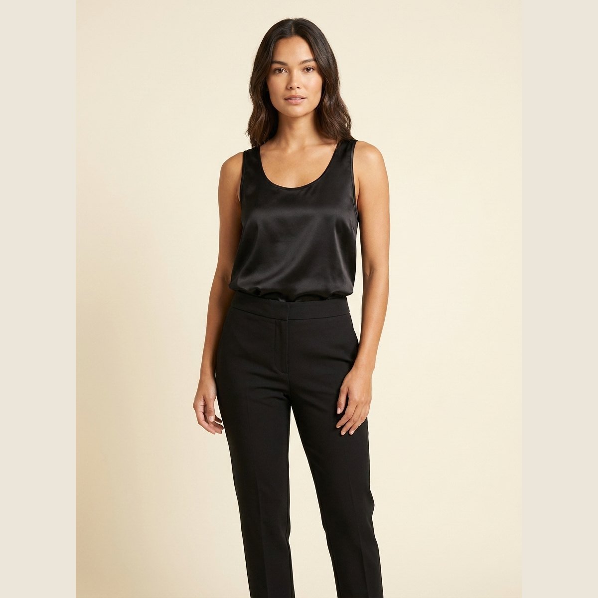 Isabella | Women's Relaxed-Fit U-Neck Satin Tank Top for Autumn Layering & Christmas Party Nights