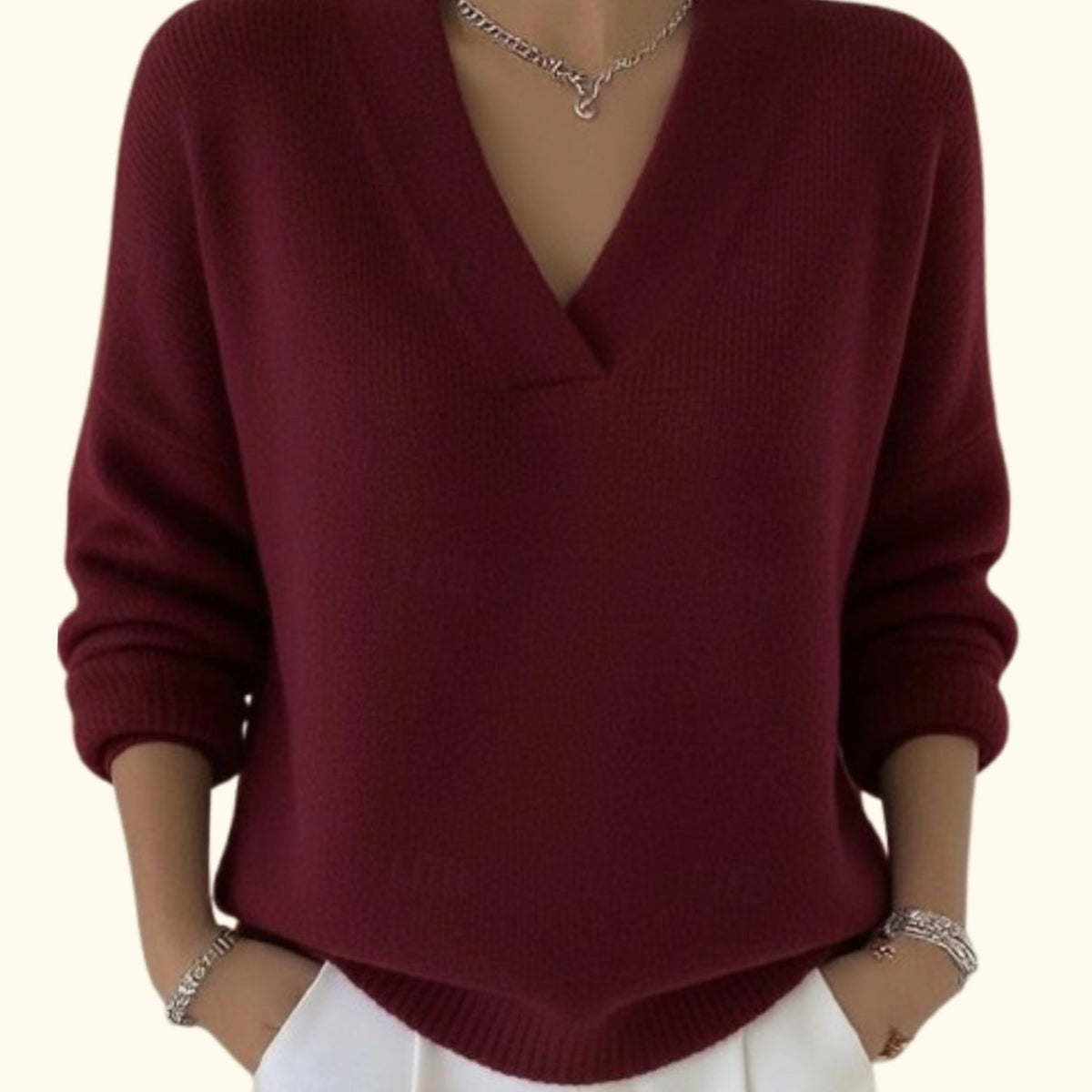 Madison | Women's Relaxed-Fit V-Neck Ribbed-Trim Knitwear Pullover Sweater
