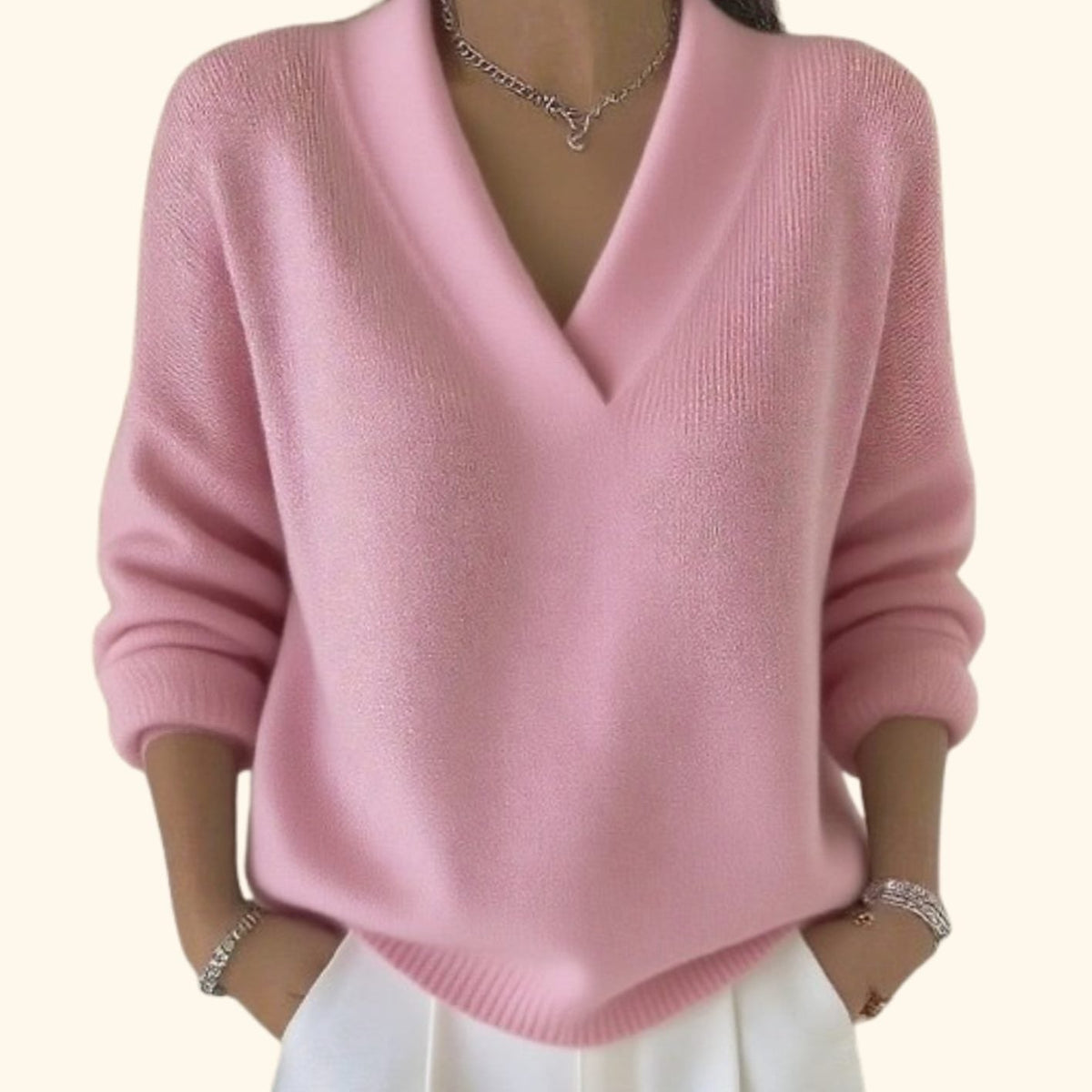 Madison | Women's Relaxed-Fit V-Neck Ribbed-Trim Knitwear Pullover Sweater