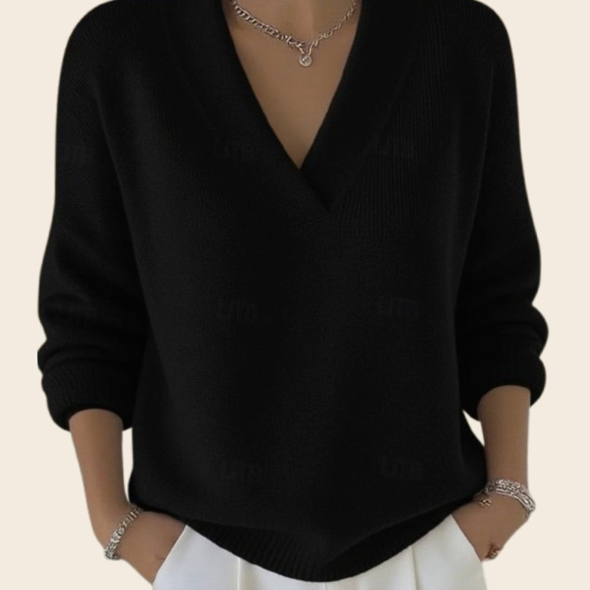 Madison | Women's Relaxed-Fit V-Neck Ribbed-Trim Knitwear Pullover Sweater