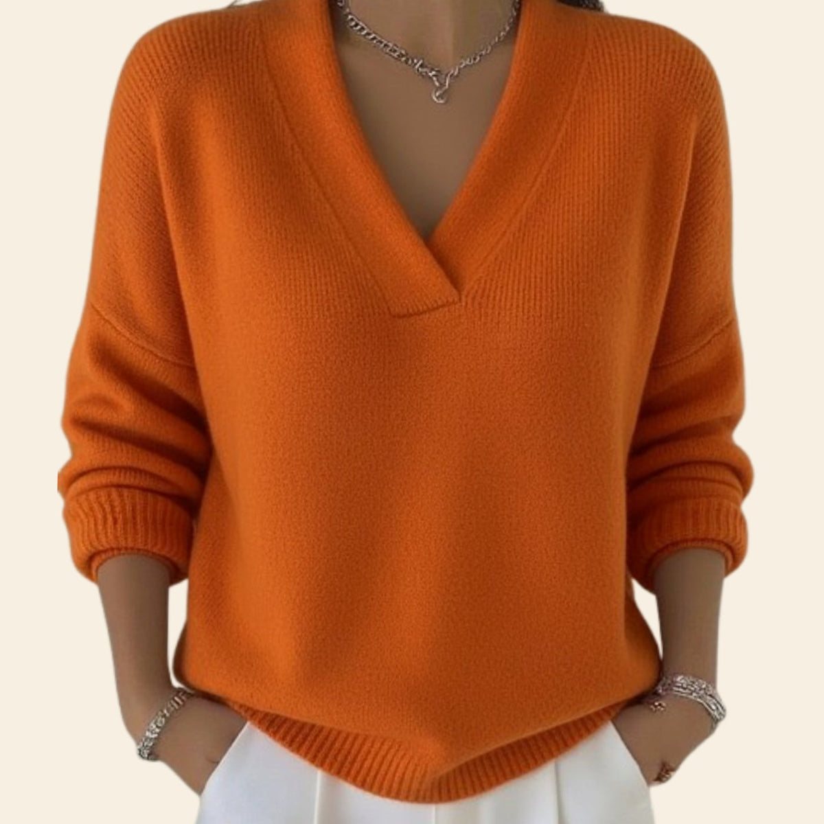 Madison | Women's Relaxed-Fit V-Neck Ribbed-Trim Knitwear Pullover Sweater