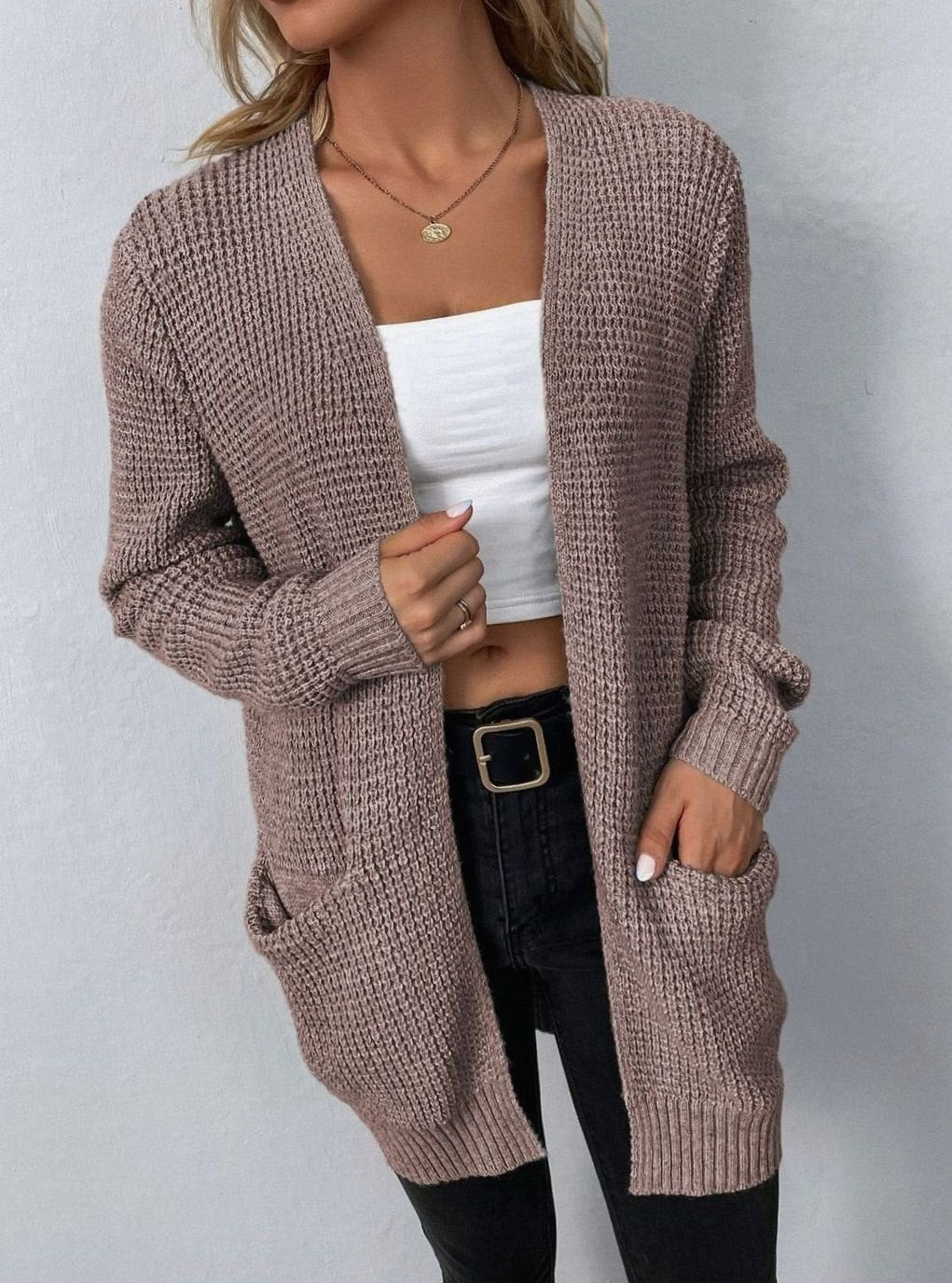 Layla | Women's Relaxed Open-Front Long Knit Cardigan