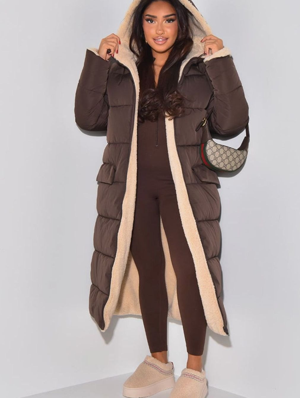 Camila | Women's Reversible Quilted Longline Hooded Puffer Coat