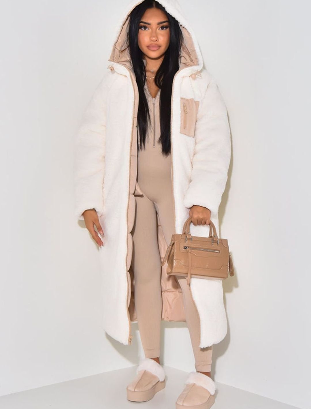 Camila | Women's Reversible Quilted Longline Hooded Puffer Coat