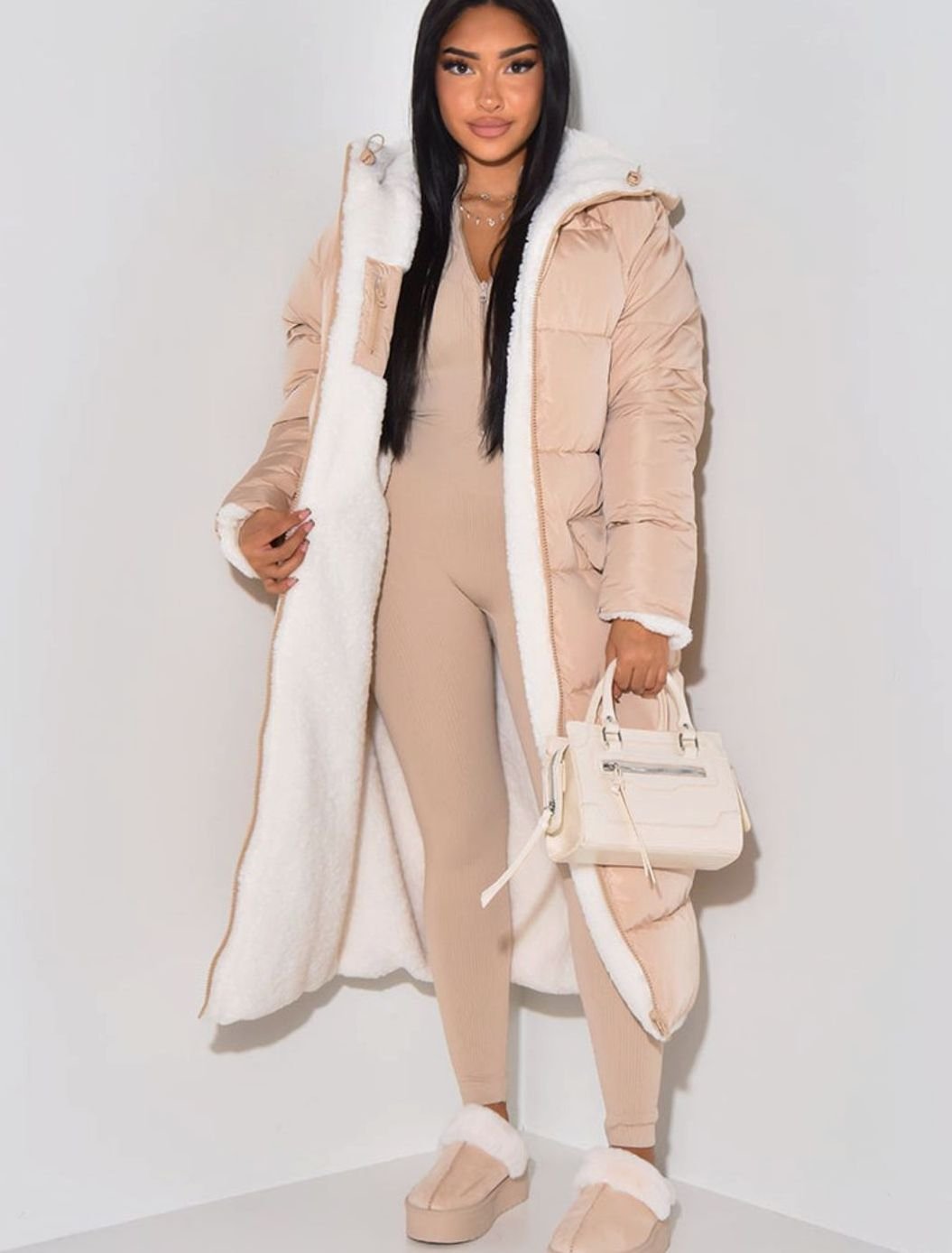 Camila | Women's Reversible Quilted Longline Hooded Puffer Coat