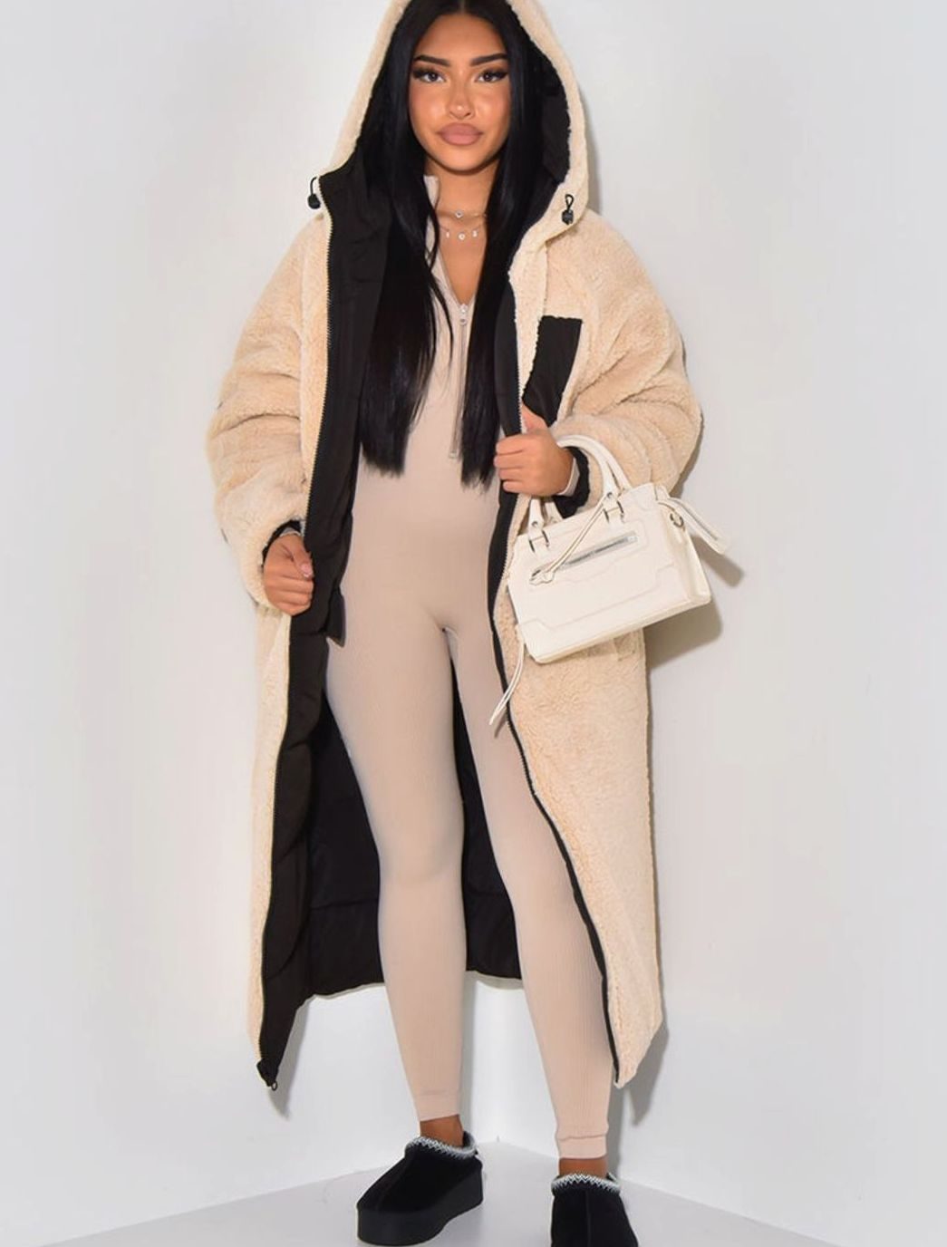 Camila | Women's Reversible Quilted Longline Hooded Puffer Coat