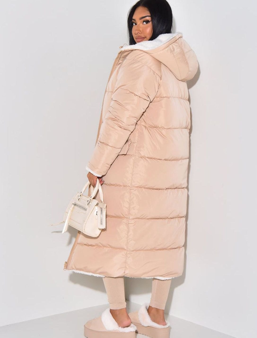 Camila | Women's Reversible Quilted Longline Hooded Puffer Coat