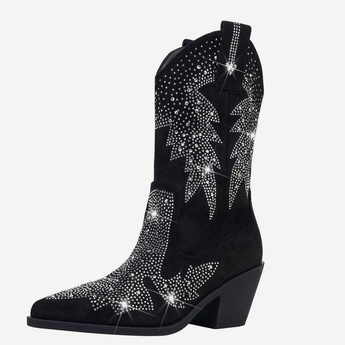 Eleanor | Women's Rhinestone Mid-Calf Wide Shaft Cowboy Boots