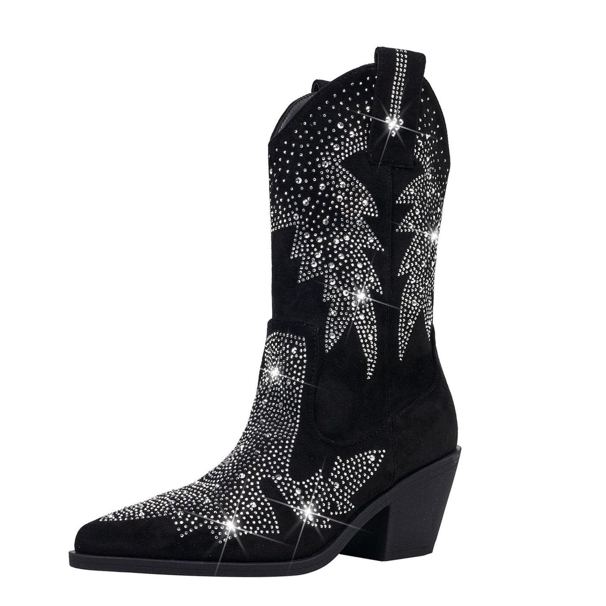 Eleanor | Women's Rhinestone Mid-Calf Wide Shaft Cowboy Boots