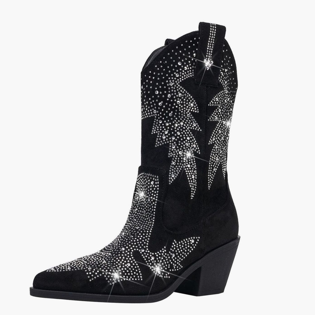 Eleanor | Women's Rhinestone Mid-Calf Wide Shaft Cowboy Boots