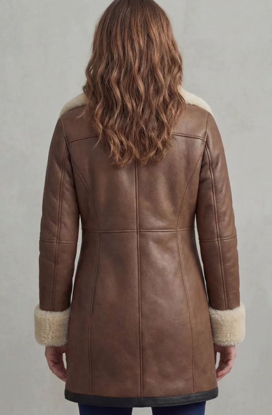 Harper | Women's Shearling-Collar Zip-Front Leather Winter Coat