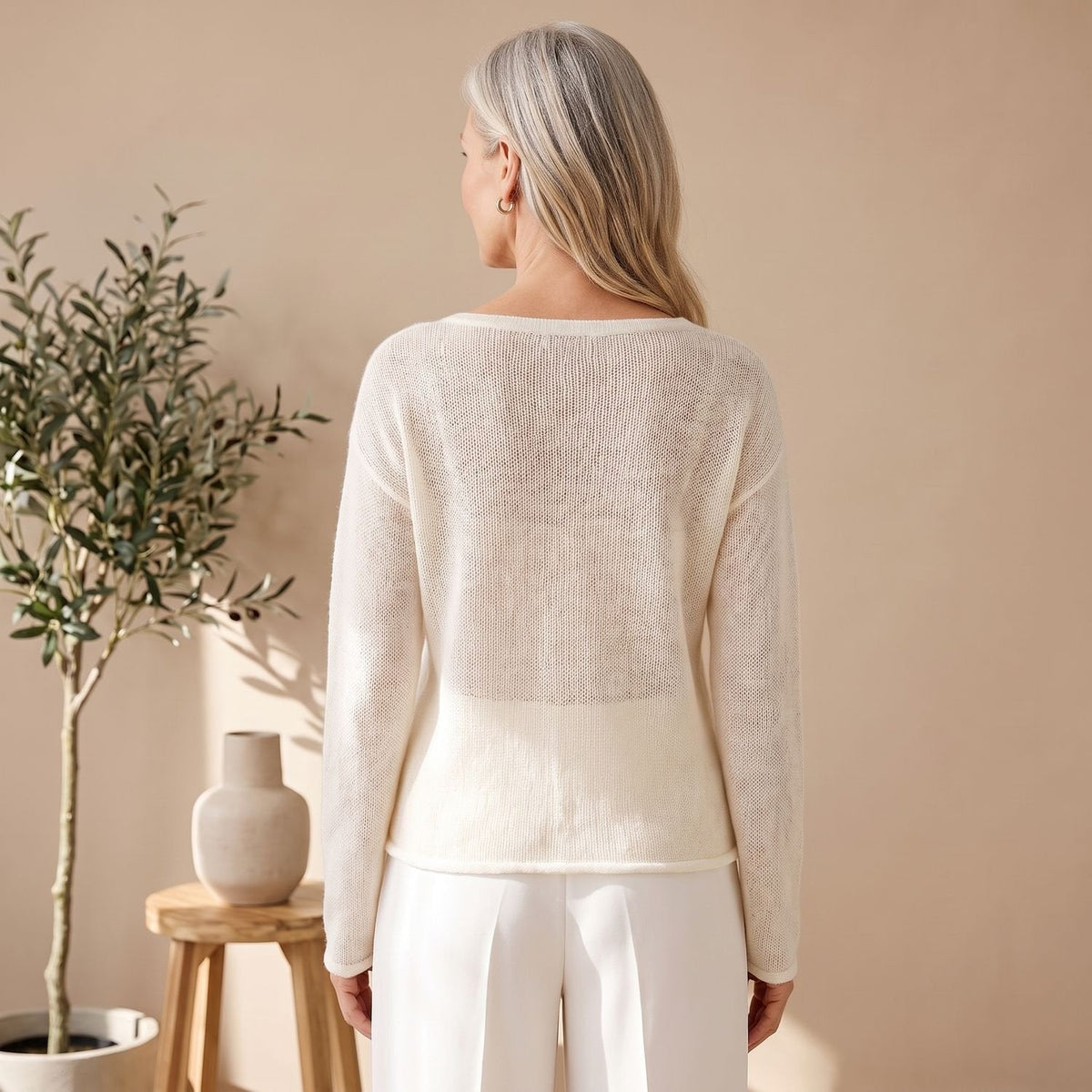 Aria | Women's Sheer Textured Knit Boat-Neck Sweater