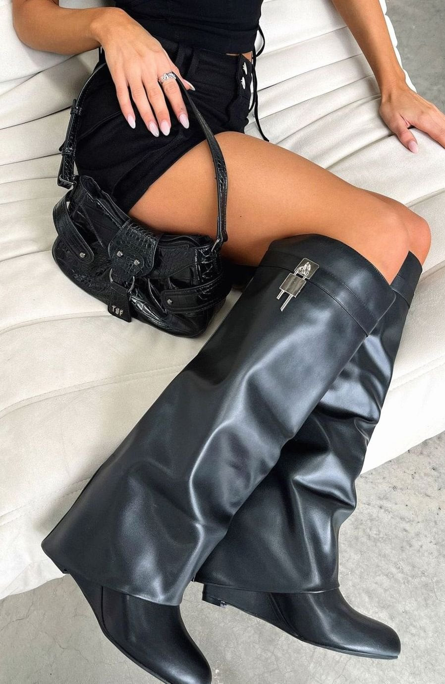 Sophia | Women's Sleek Faux Leather Knee High Boots