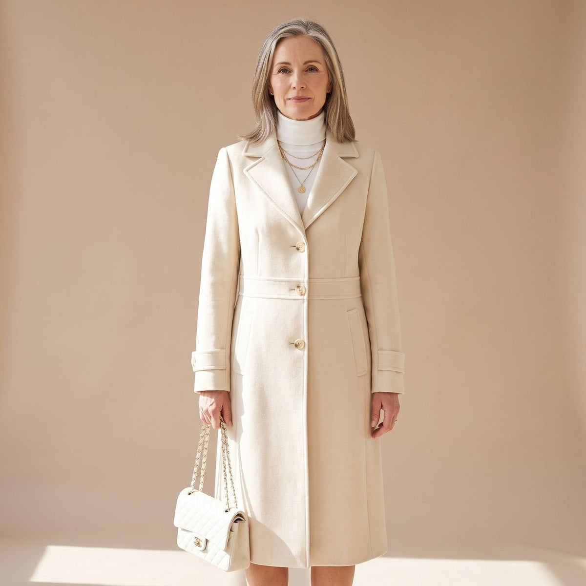Grace | Women's Slim-Fit Single-Breasted Wool Coat Turn-Down Collar