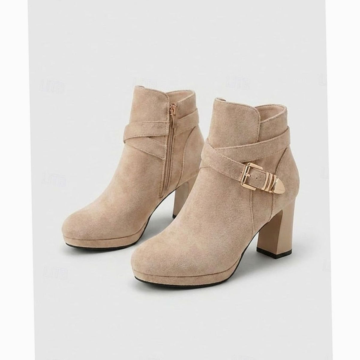 Evelyn | Women's Suede Buckle-Strap Block Heel Ankle Boots
