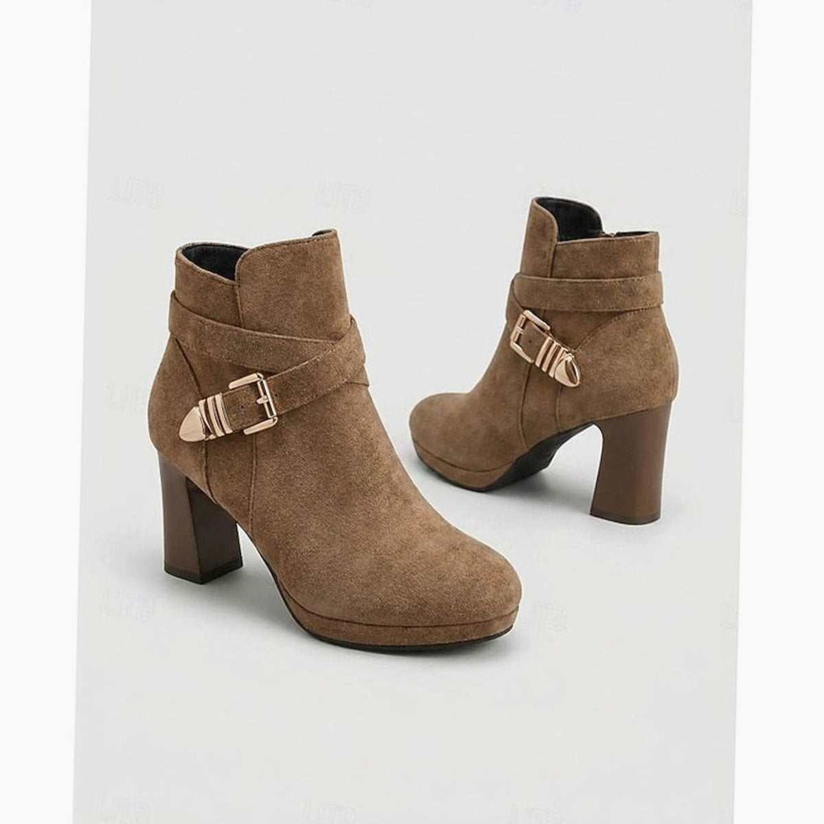 Evelyn | Women's Suede Buckle-Strap Block Heel Ankle Boots