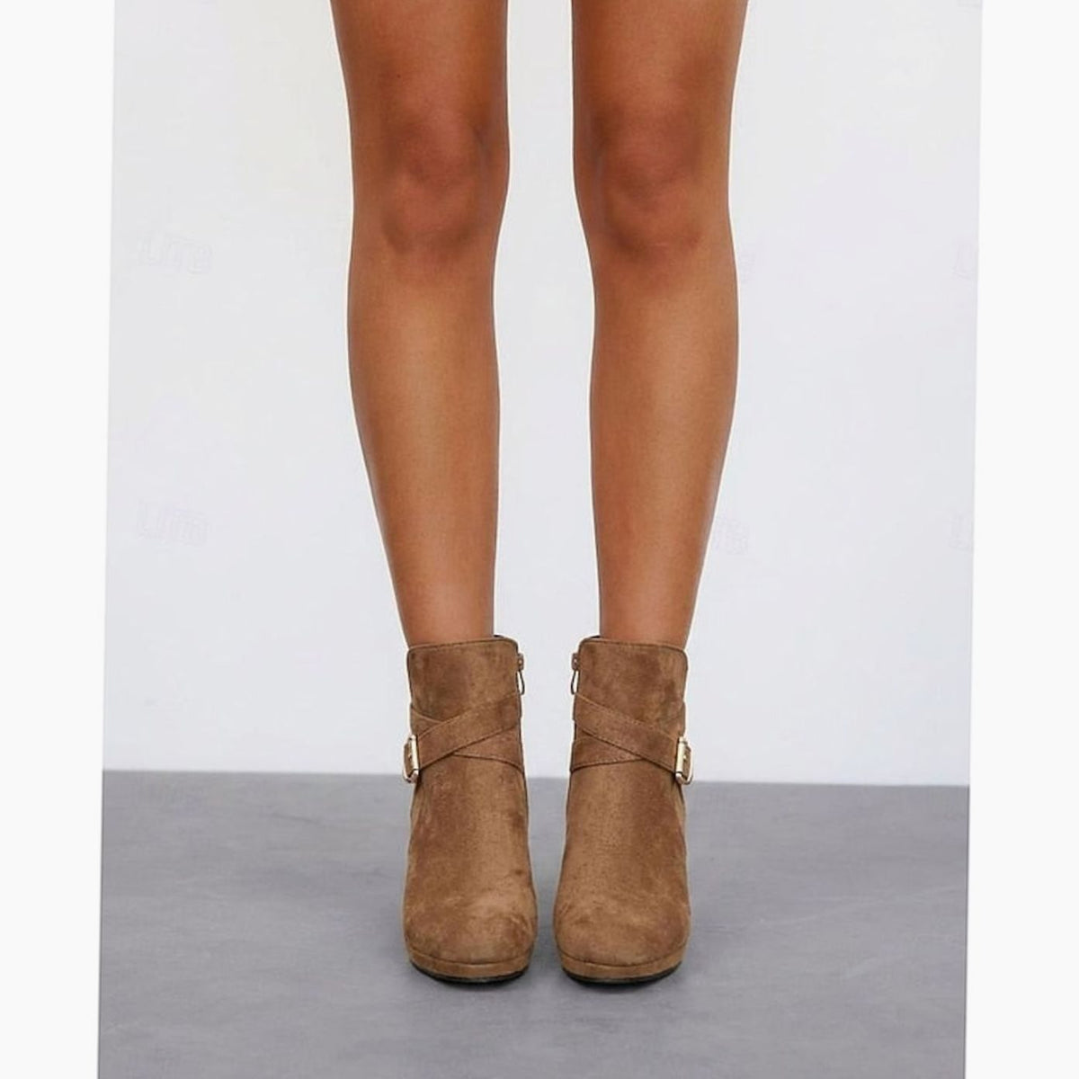 Evelyn | Women's Suede Buckle-Strap Block Heel Ankle Boots