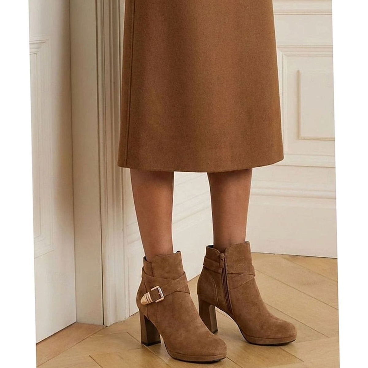 Evelyn | Women's Suede Buckle-Strap Block Heel Ankle Boots