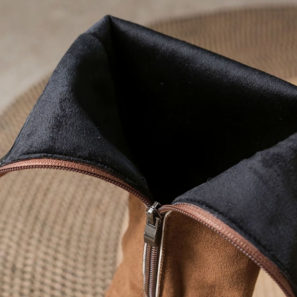 Victoria | Women's Suede-Look Knee High Boots Low Block Heel Gold Button