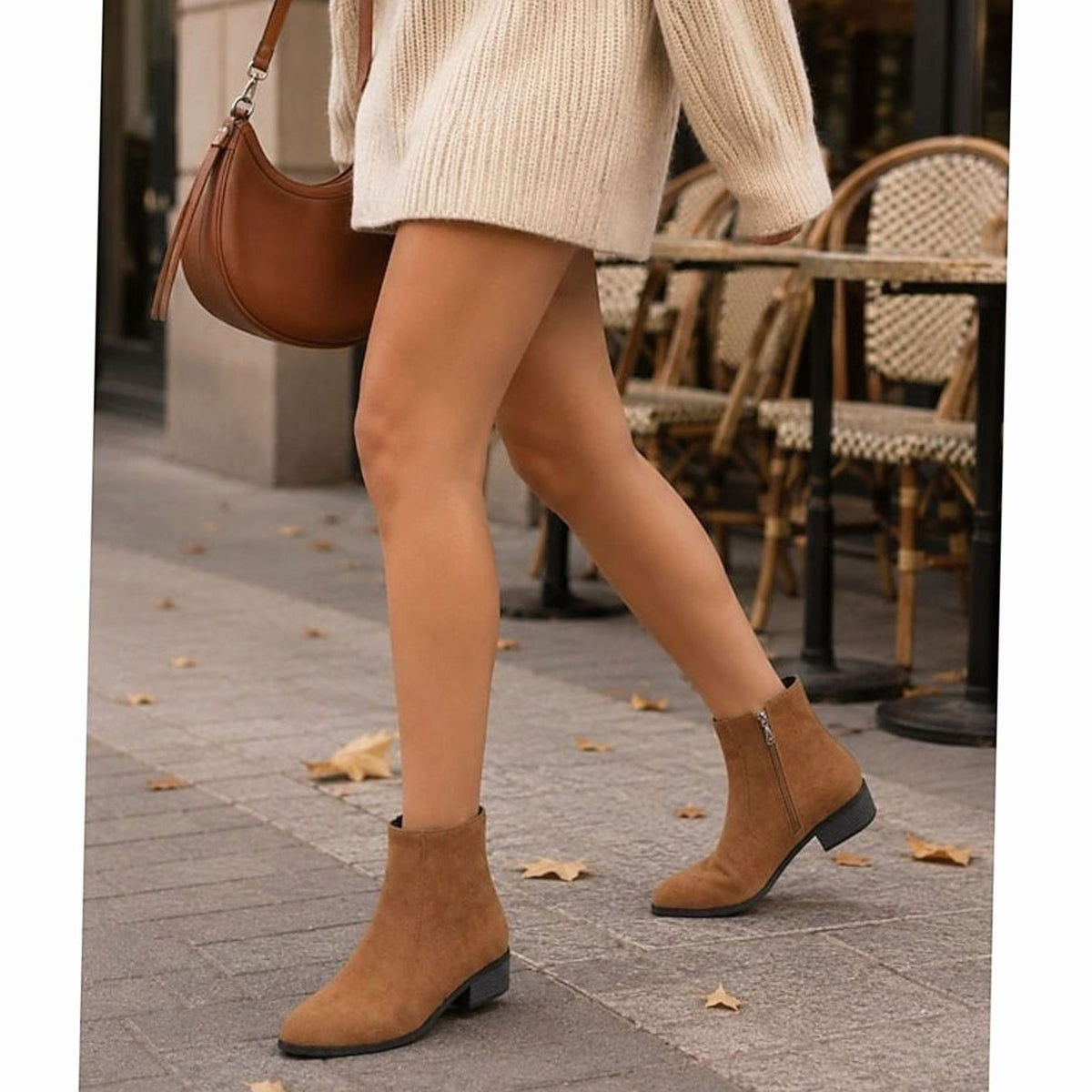 Luna | Women's Suede Side-Zip Block Heel Ankle Boots