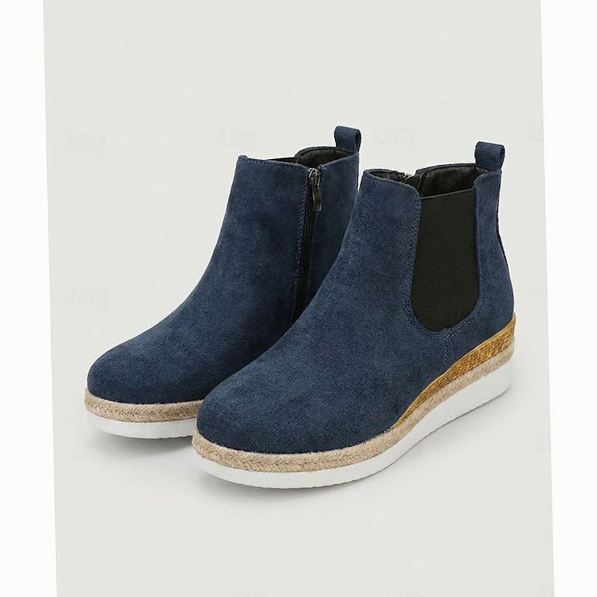 Aria | Women's Suede Wedge Ankle Boots Zipper Side-Panel Booties