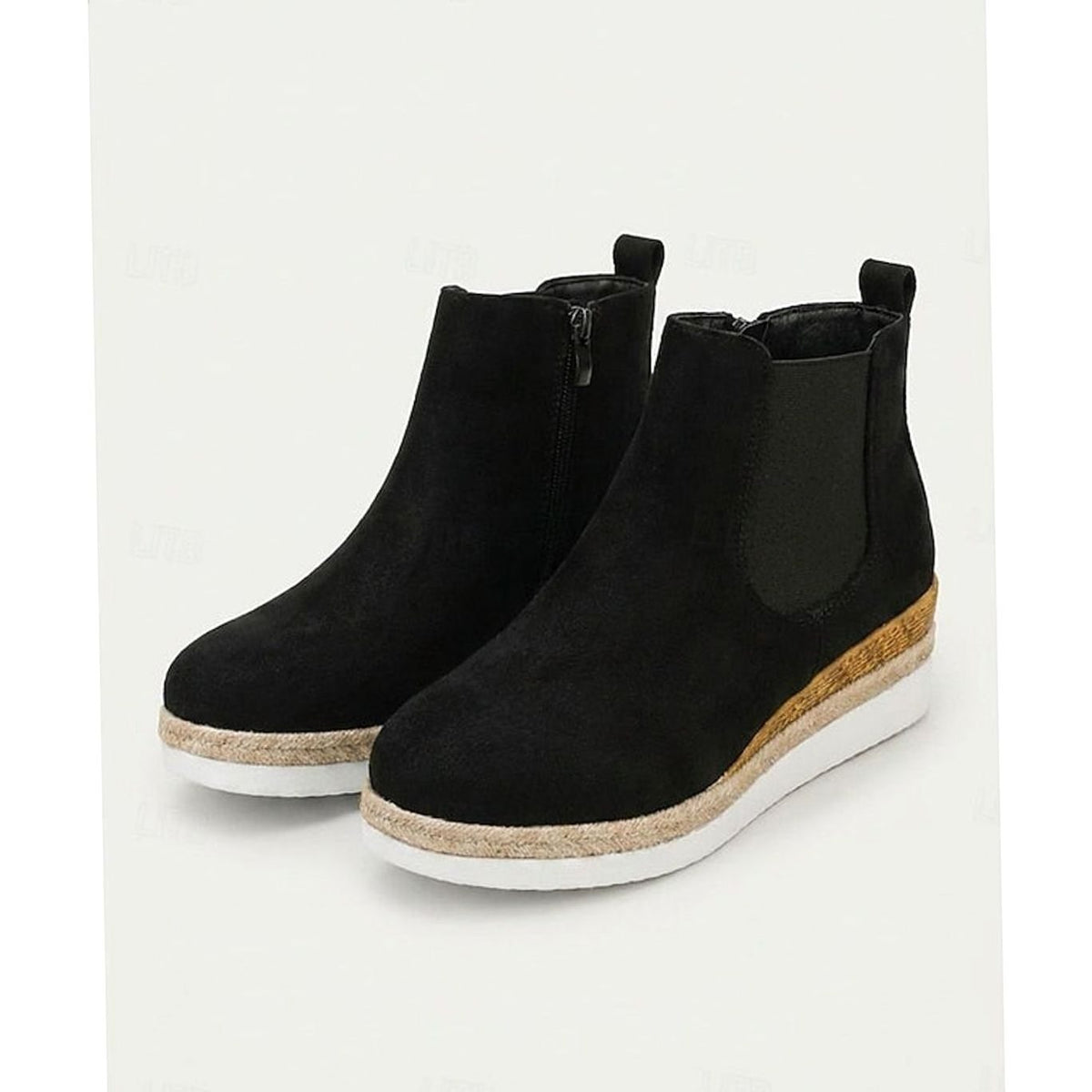 Aria | Women's Suede Wedge Ankle Boots Zipper Side-Panel Booties