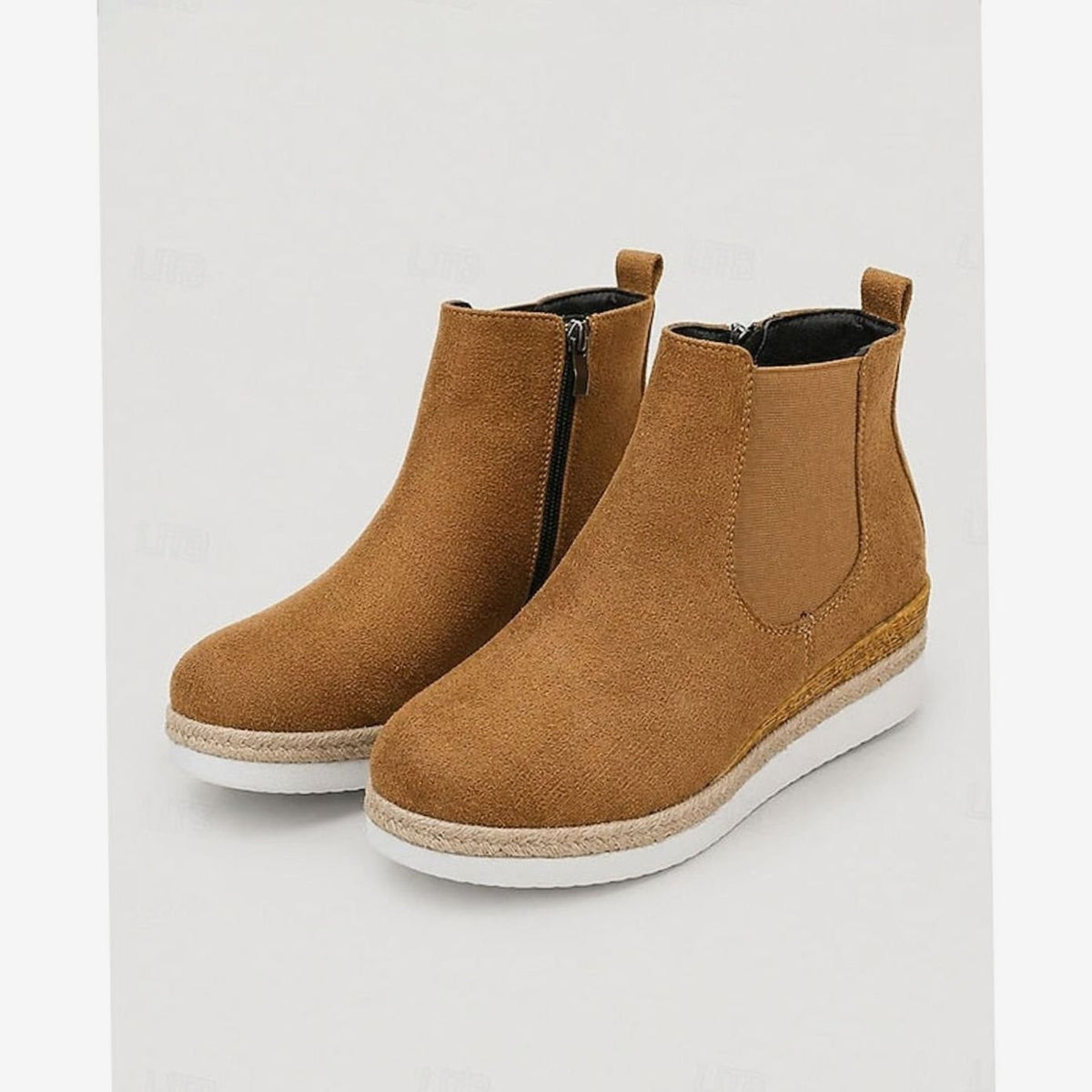 Aria | Women's Suede Wedge Ankle Boots Zipper Side-Panel Booties