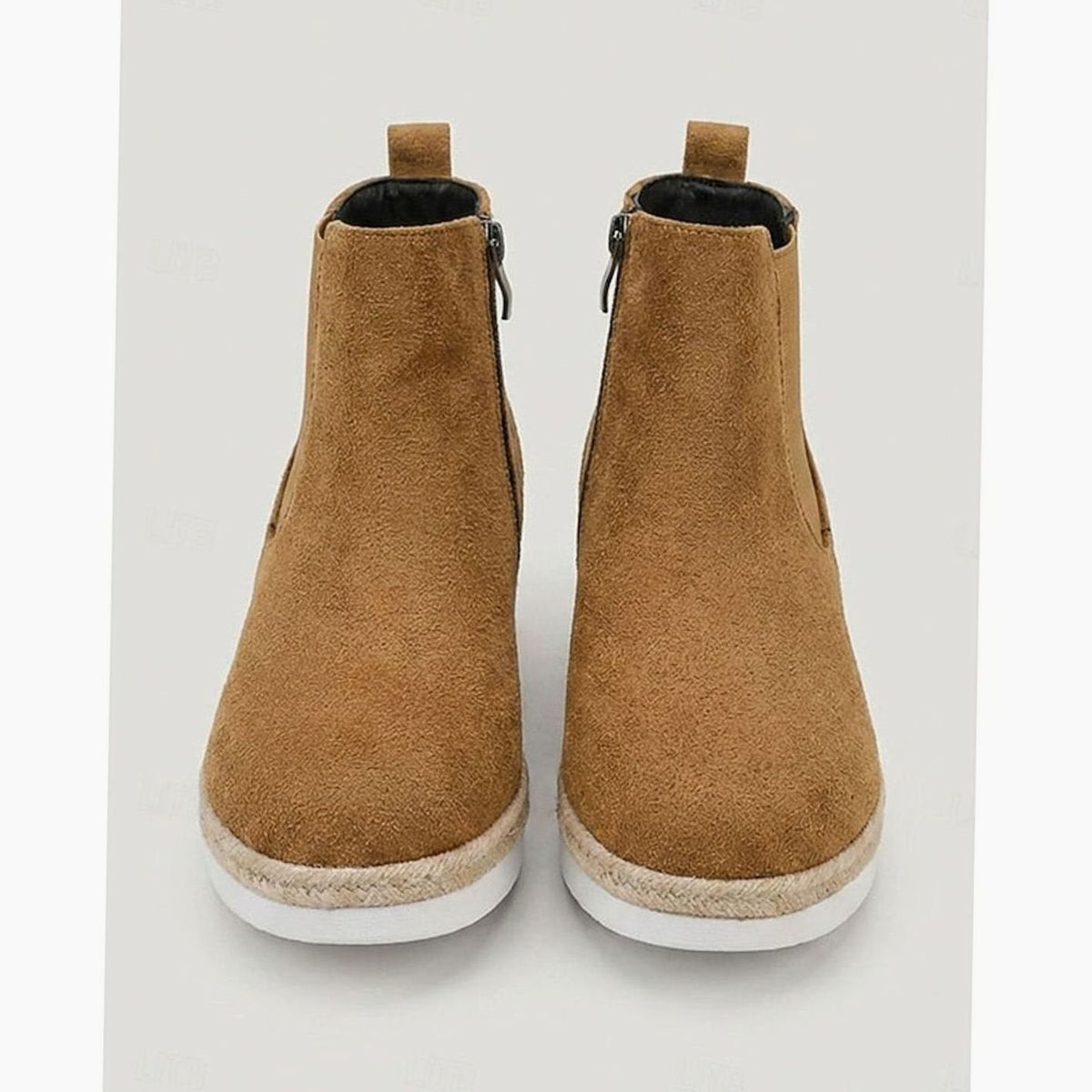 Aria | Women's Suede Wedge Ankle Boots Zipper Side-Panel Booties