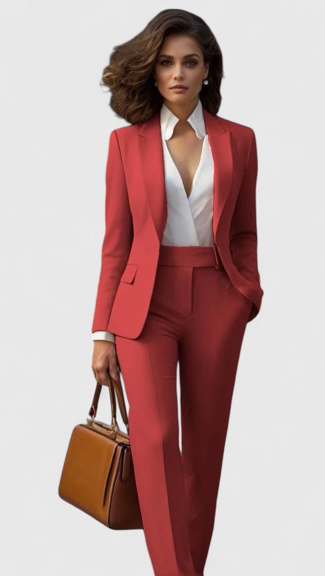 Women's Tailored Business Suit Set Professional Blazer Trousers