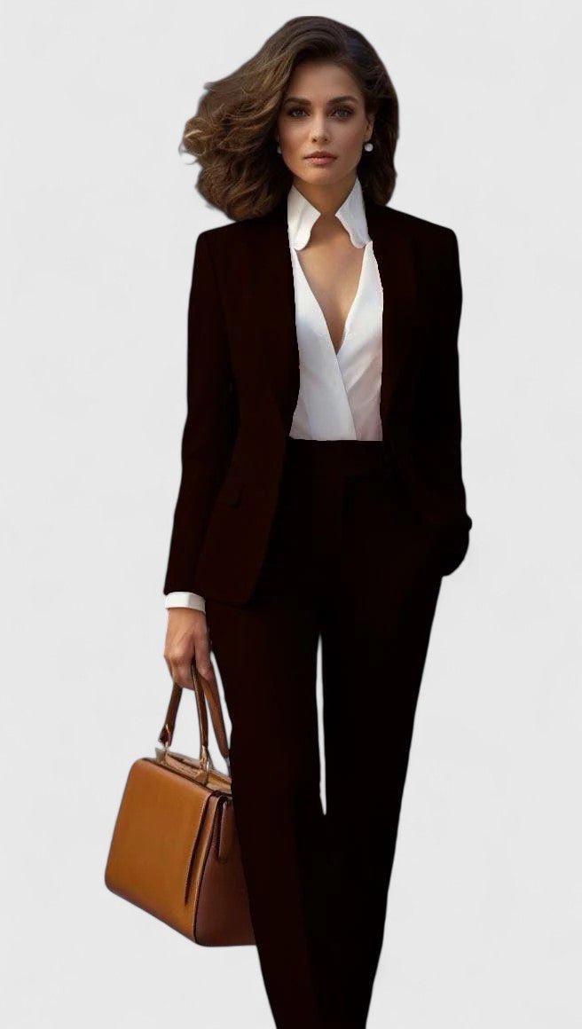 Women's Tailored Business Suit Set Professional Blazer Trousers